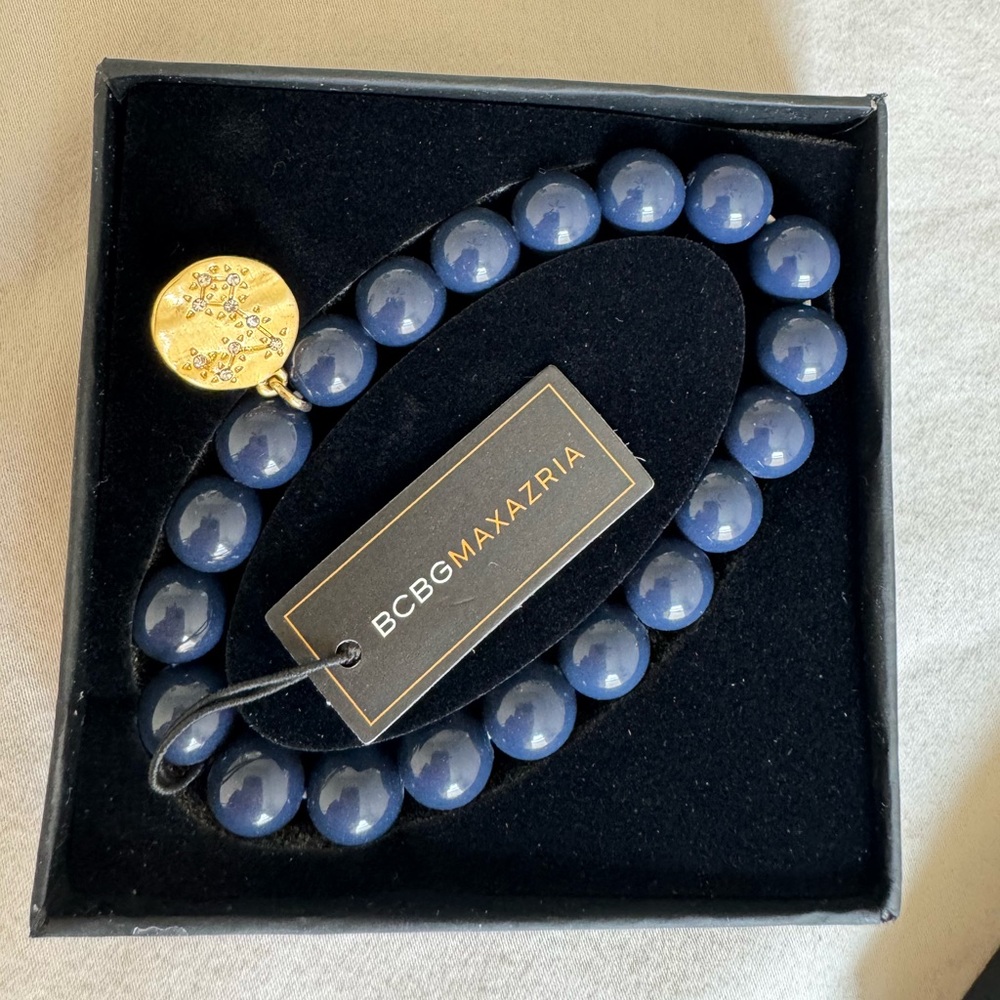 BCBGMaxAzria Pisces Navy Beaded Bracelet with Gold Accent